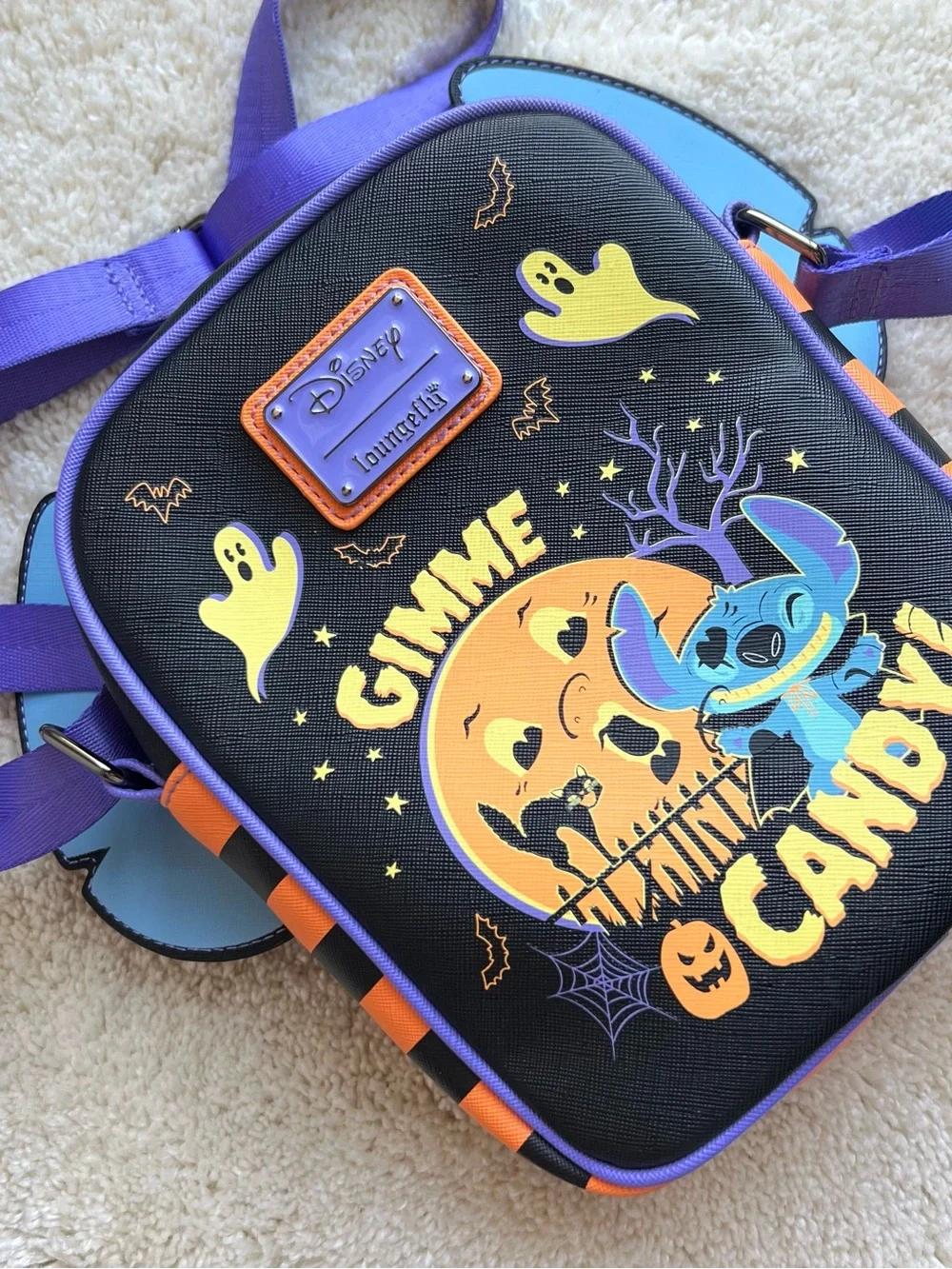 Loungefly Disney Lilo & Stitch Mini Bag Halloween Gimme Candy passport bag glow - Picture 5 of 16